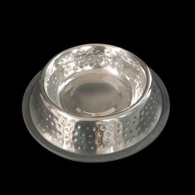 Silver Easy To Clean Round Strong And Durable Dog Feeding Bowl 
