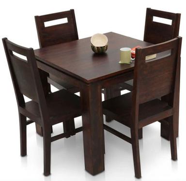 Wood Teak Wooden Rectangular 4 Seater Brown Dining Table Set 