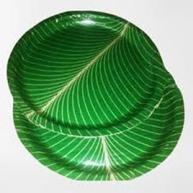 White  Round Shaped Full Size Disposable Banana Leaves Printed Party Paper Plates 