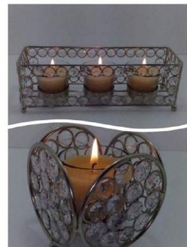 Plain Table Top Silver Crystal Candle Holder For Wedding And Home Decorative 