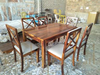 Handmade Termite Resistance Stylish Beautiful Design Rectangular Six Seater Wooden Dining Table Set