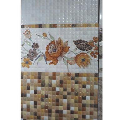 Browns / Tans Ceramic Tiles Crack Resistance Block Printed Rectangular Ceramic Wall Tile For Bathroom 