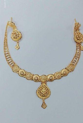 Golden Stylish Elegant Look Attractive Designer 22 K Antique Gold Necklace Set