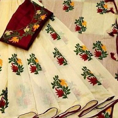 Available In Different Colors Casual Wear Flower Printed Chanderi Cotton Silk With Printed Blouse Set