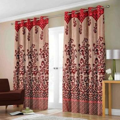 Red Printed Pattern Heavy Jute Maroon Designer Door Curtain For Home And Hotel