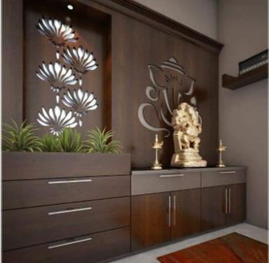 Easy To Clean Brown Painted Indian Style Durable Wooden Designer Pooja Mandir 