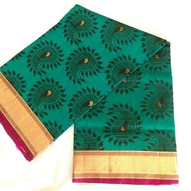 Green 100 Percent Fashionable Printed Art Silk Sarees For Ladies Casual Wear 