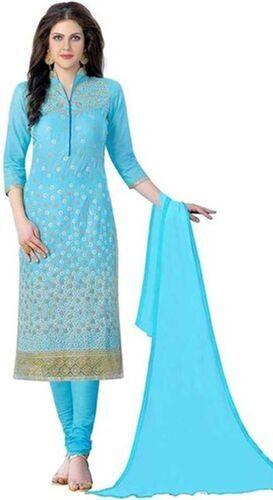 Sky Blue Sophisticated Look And Enhance The Beauty Of Women With Cotton Salwar Suit