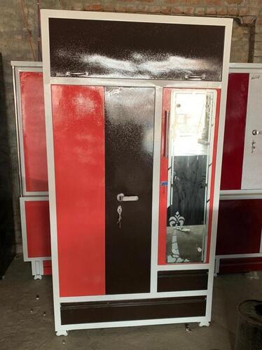 White And Red Doors With Locker Material Metal Storage Almirah Carpenter Assembly