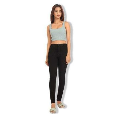 Slim Fit Plain Dyed With Washable Feature Cotton Black Jeans For Womens Age Group: >16 Years