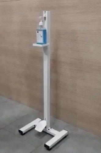White Mild Steel Coated Foot Operated Sanitizer Stand Used In Manual Appliances