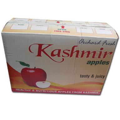 Red Printed White Rectangular Shape Single Wall 3 Ply 10 Kg Eco Friendly Easy To Use Corrugated Apple Box