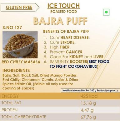 Crispy 100% Gluten And Chemical Free Roasted Bajra Puff Namkeen, 200G Pack For Healthy Snacks