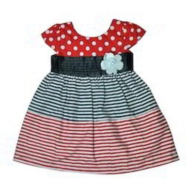 Baby Round Neck And Short Sleeves Breathable Stylish Printed Cotton Frock Gender: Girls