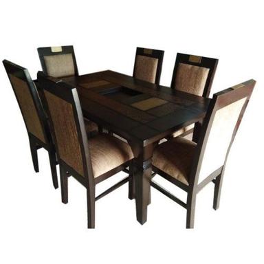 Brown Stylish Comfortable Beautiful Termite Resistant Six Seater Wood Dining Table Set