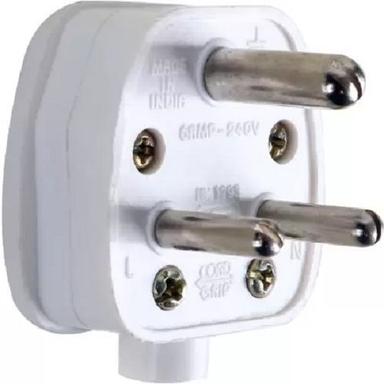 White Klick Heavy Brass 3 Pin Top, Electric Plug, Heat Resistive, For Homes, Offices And Other Workplaces (6A, Pack Of 10) Three Pin Plug (White)