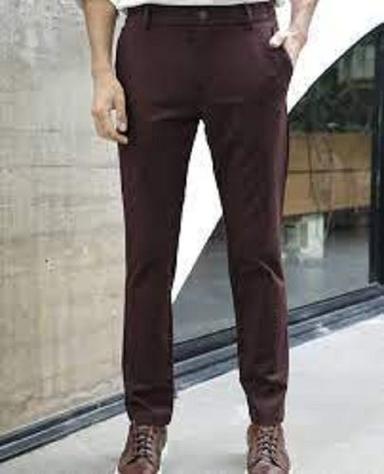 Polyester Chocolate Color Classy Breathable Light Weight Comfortable Regular Fit Men Formal Pants