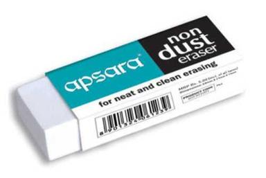 Rubber Apsara White Colour Non Dust Stationery Erasers For Neat And Clean Erasing 