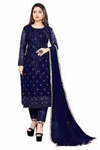 Blue Comfortable Stylish Attractive Lovely Cotton Salwar Suits For Women
