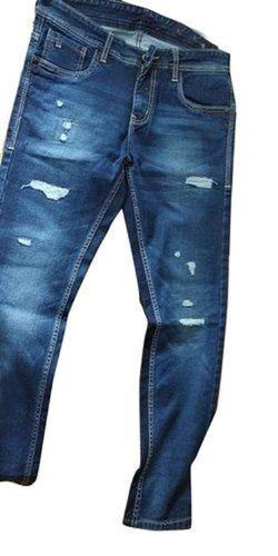 Regular 100 Percent Fashionable And Washable Plain Button Denim Blue Jeans For Men Party Wear 