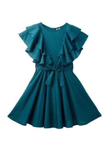 Breathable Baby Girls Green Sleeveless Fancy And Stylish Casual Frock For Party Wear