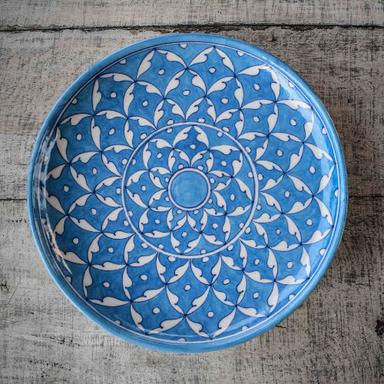 Customized 10 Inch Indian Blue Pottery Wall Hanging Handmade Plate
