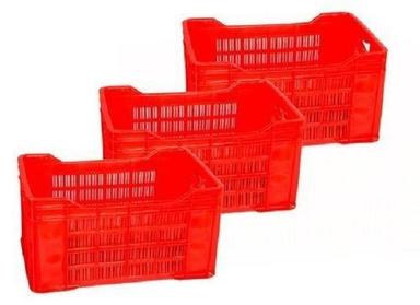 Lightweight Strong And Unbreakable Rectangular Red Fruit Plastic Crates