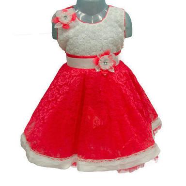 Flower Tishan And Pink Wthi White Party Wear Baby Frock  Bust Size: Non  Centimeter (Cm)