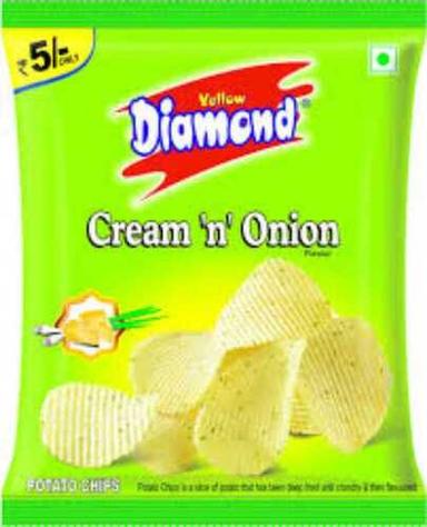 Tasty Yellow Diamond Chips, Cream And Onion Flavour, 15G Packaging Size
