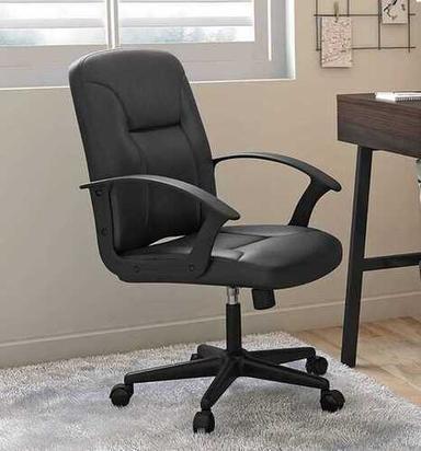 Brown And White Adjustable Height Mid Back Leather Soft Padded Task Office Chair With Arms