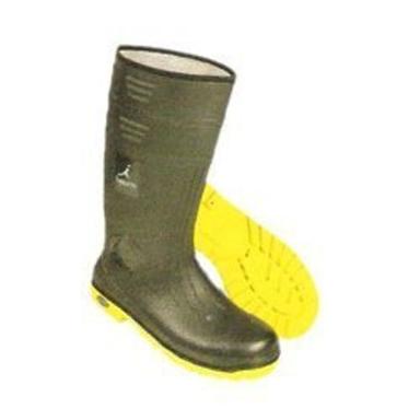 Leather Strong Stylish Gives Best Protection On Guard Green Yellow Safety Gumboot 