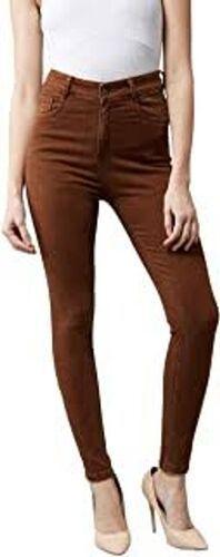  Use For Ladies Skinny Fit Plain Dyed Stretch Stylish Fashion Brown Denim Jeans Age Group: >16 Years