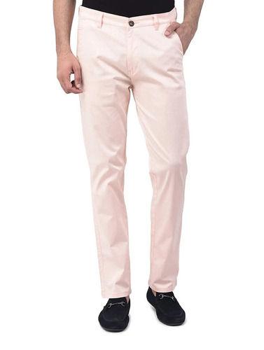 Washable Pink Color Slim Fit Cotton Trouser