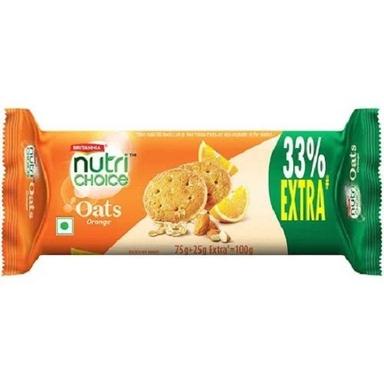 Tasty And Crunchy Round Shaped Britannia Nutri Choice Oats Orange Cookies  Fat Content (%): 5 Percentage ( % )