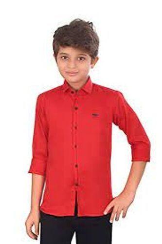 Kids Stylish And Fashionable Plain Full Sleeves Cotton Fabric Red Shirt