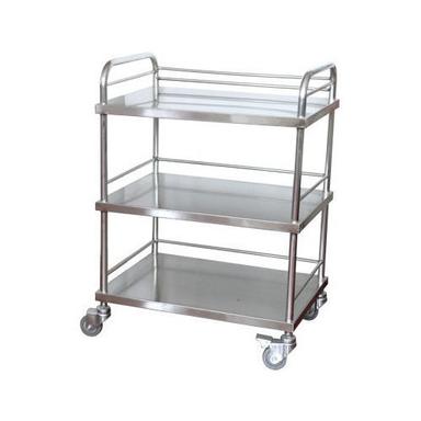 Adjustable Height Light Weight Long Durable And Easy To Use Silver Hospital Medicine Trolley