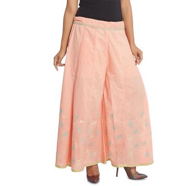 Comfortable And Washable Soft Stylish Pink Cotton Ladies Palazzo For Casual Wear