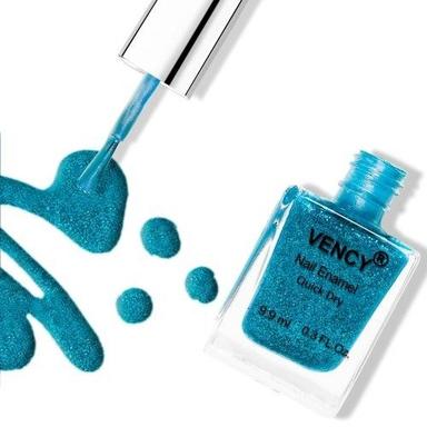 Liquid Green Vency Glossy 9.9 Ml Quick Dry Blue Glitter Nail Polish