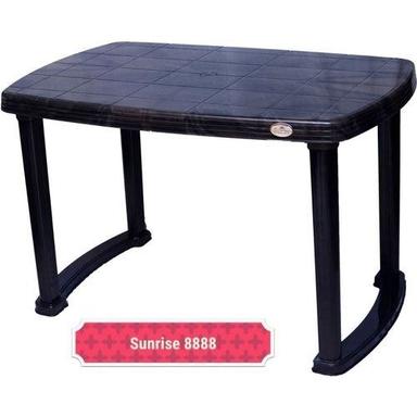 Machine Made Pack Of 1 Black Colour Bright Attractive Look Rectangular Modern Plastic Dining Table