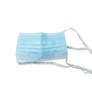 Sky Blue Rectangular Shape With Tie Ear Loop Disposable Face Mask For Personal Care Application: Medical Purpose