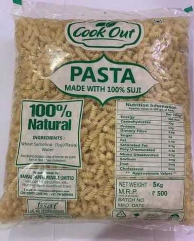 Cookout Yellow 100 % Sooji Macaroni Pasta 5 Kg For Food, Packet Packaging Grade: Food