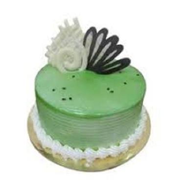 Round Green Color Kiwi Cake For Birthday Parties