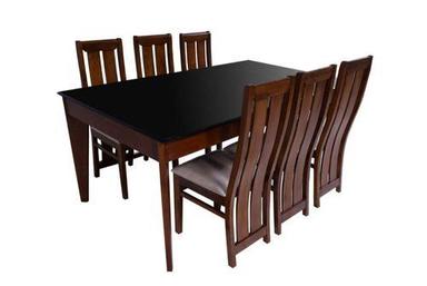 6 Seater Polished Handmade Rectangular Wooden Dining Table Set No Assembly Required