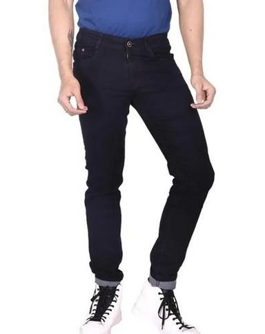 Black Washable And Comfortable Stylish Plain Men Denim Jeans 