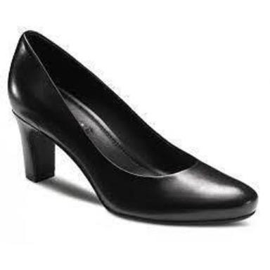 Breathable Comfortable Plain Black Leather Formal Shoes For Ladies