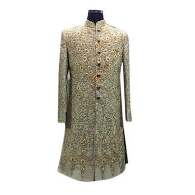 Golden Men Full Sleeves Comfortable And Stylish Designer Wedding Sherwani Suits
