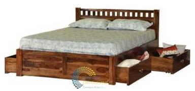 Wooden Double Bed With Drawer Storage, 72x78 Inches King Size