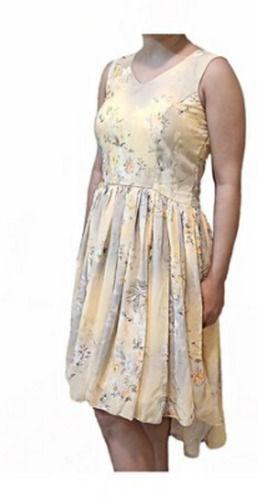 Sleeveless V Neck Floral Printed Breathable Ankle Length Western Women Dress Design: One Piece