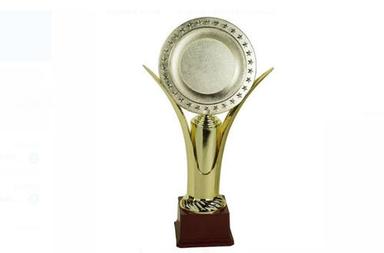Golden 10 Inches Height Polished Finish Fiber Trophy 