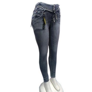 No Fade Comfortable Dark Blue Ladies Jeans For Casual And Party Wear